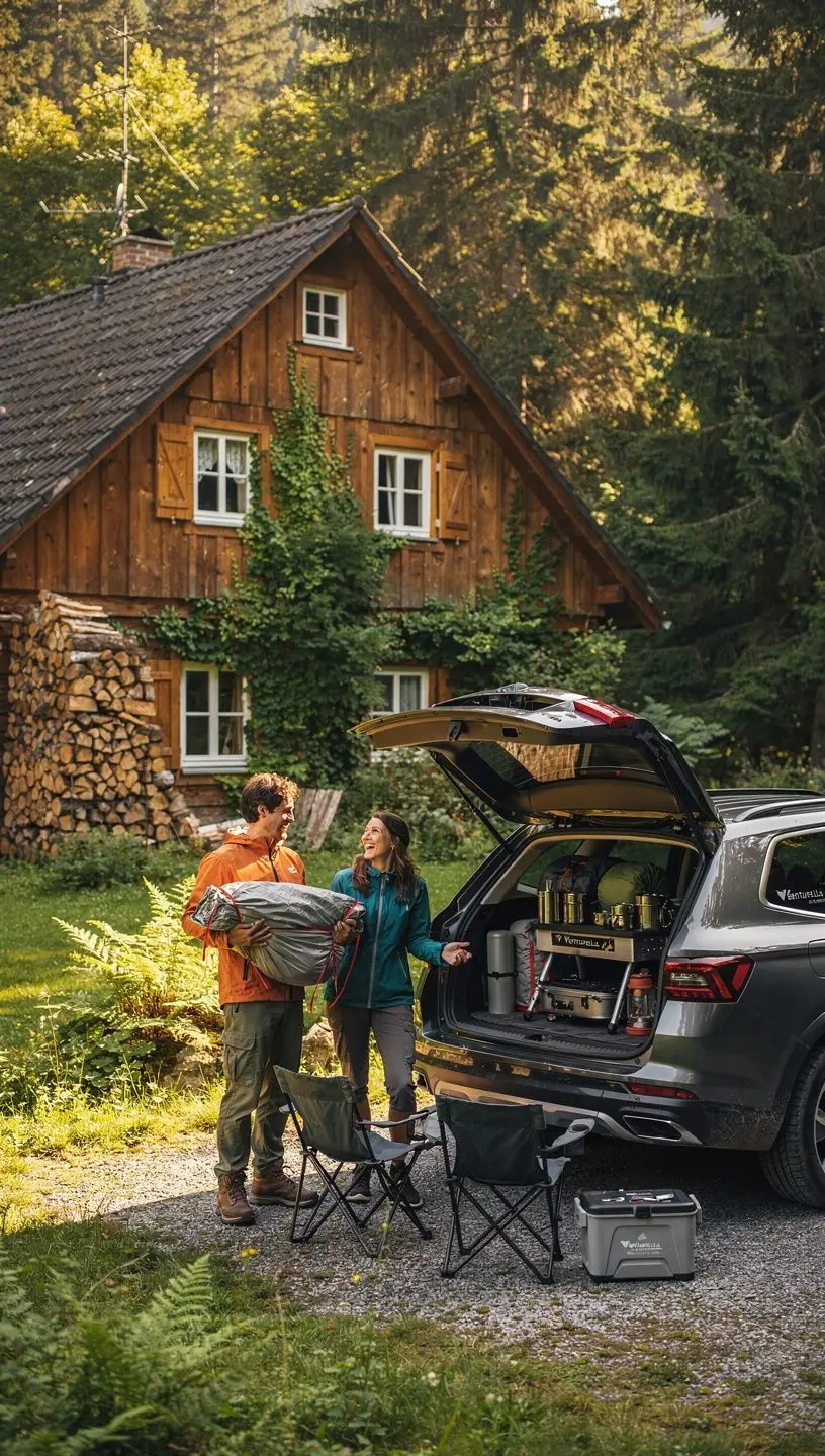 Ein Reisender studiert eine detaillierte Karte für eine Offroad-Route durch deutsche Wälder.