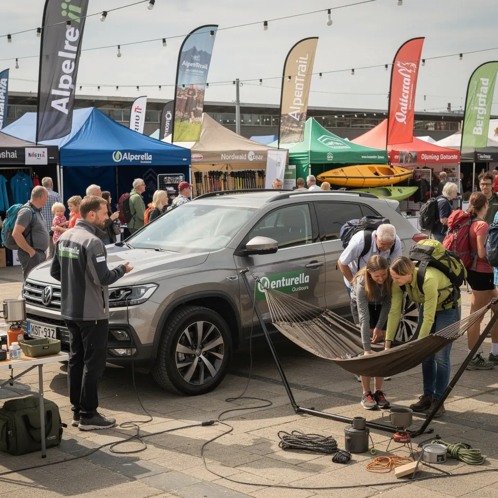 Ein geländegängiger SUV fährt durch einen malerischen Waldweg in Deutschland.